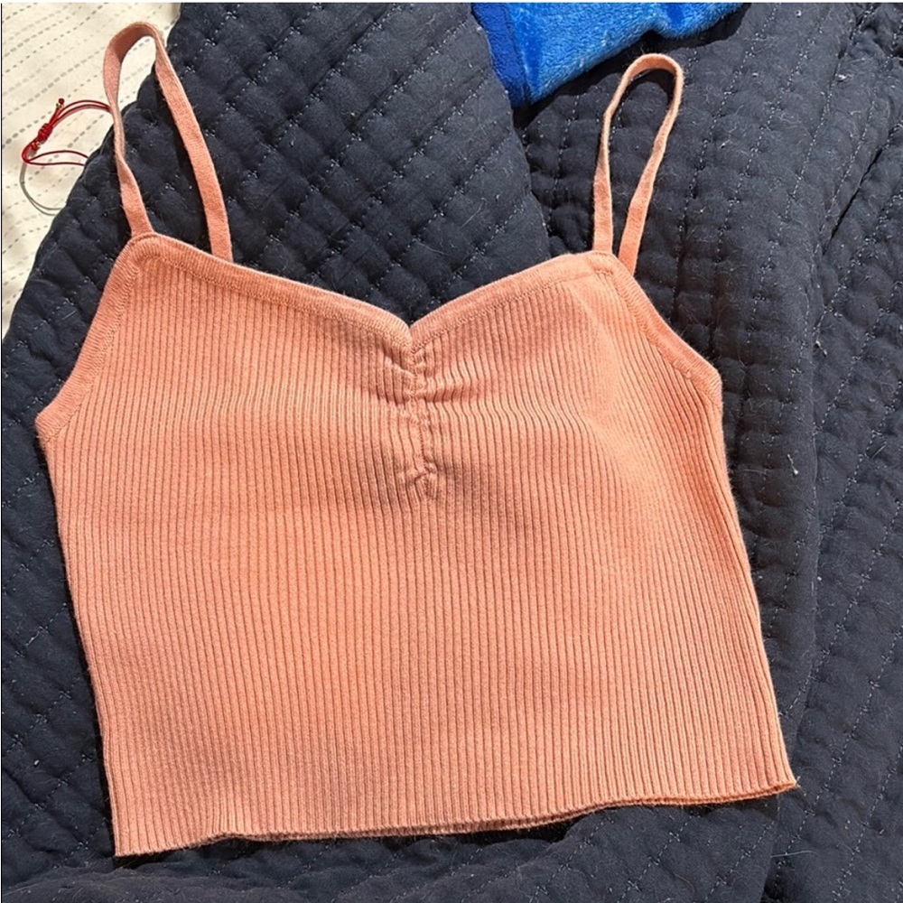 Forever 21 Light Pink Ribbed Ruched Camisole